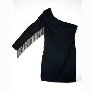 Off shoulder black dress with fringes / Ardene / Size L